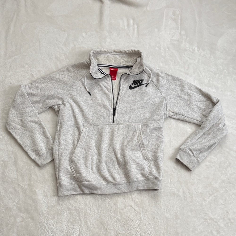 Nike heather white/gray quarter zip Sweater